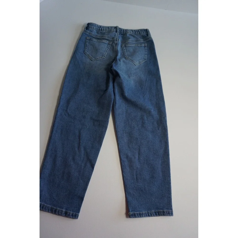 SO Girls Embroidered Heart Daisy Floral Straight Leg Denim Jeans Blue Size 10